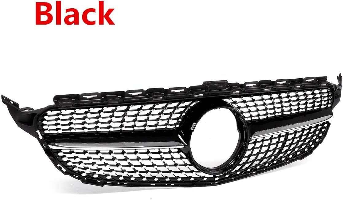 Car front grill diamond mesh style grille ABS Hood Bumper grille for Mercedes C Class W205 C200 C250 C300 C350 2015-2018,Black