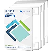 DESONAUT 8pack Acrylic Sign Holder 8.5x11 Inches,Wall Mount Clear Plastic Sign Holder Photo Picture Poster Holder with Double Sided Tape for Office, Home, Store, Restaurant,No Drilling,Vertical