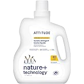 ATTITUDE Liquid Laundry Detergent, EWG Verified, HE Compatible, Plant-Based & Vegan, Natural Laundry Soap, Citrus Zest, 80 Loads, 67.6 Fl Oz
