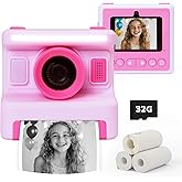 Instant Print Camera for Kids,2.4 Inch Screen Kids Instant Cameras, Christmas Birthday Gifts for Girls Age 3-12, Portable Toddler Toy for 3 4 5 6 7 8 9 10 Year Old Girls Boys Pink