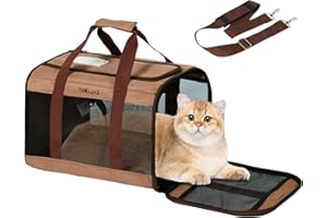 BELLA & PAL Cat Carrier Travel Bag, Airline Approved Lightweight Cat Carrier, Soft Sided Pet Carrier for Puppy Dogs Up to 18l