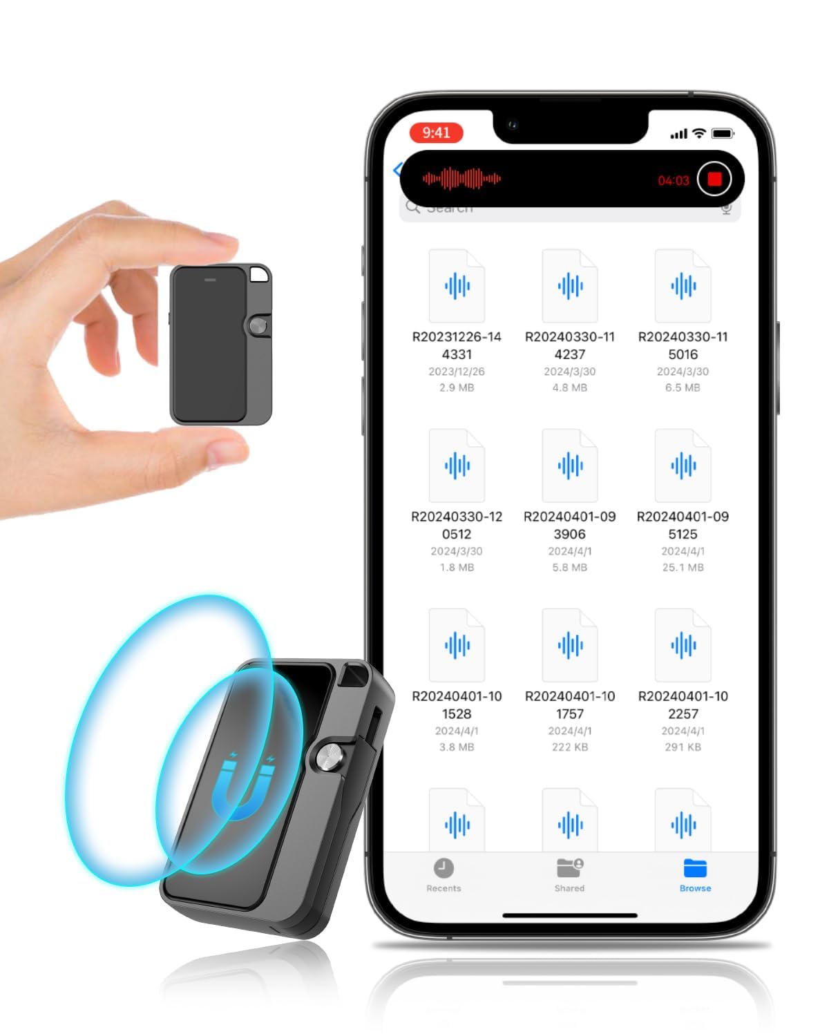 Photo 1 of 128GB Digital Voice Recorder Portable - with DSP Noise Reduction for Lectures Meetings, Built-in OTG Data Cable, Compatible with Windows iOS Smart Phone
