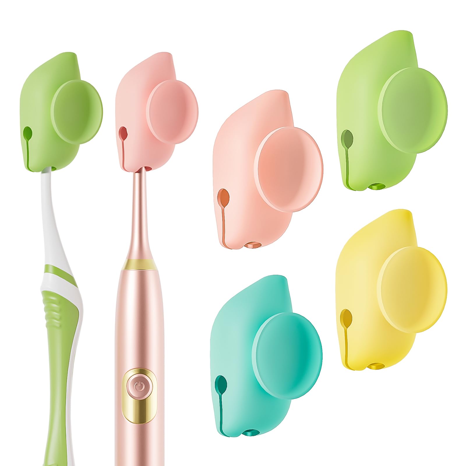 Photo 1 of Muslish 4 Pack Silicone Toothbrush Covers with Suction Cup, Travel Tooth Brush Cover Cap Case, Fits Most Electric and Manual Toothbrushes, for Travel or Home (Green)