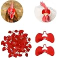Weilan 50 Pieces Pinless Peepers for Chicken Poultry Blinders Anti Pecking | Pheasant Eye Glasses Spectacles Red Large Size N