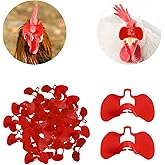 Weilan 50 Pieces Pinless Peepers for Chicken Poultry Blinders Anti Pecking | Pheasant Eye Glasses Spectacles Red Large Size N