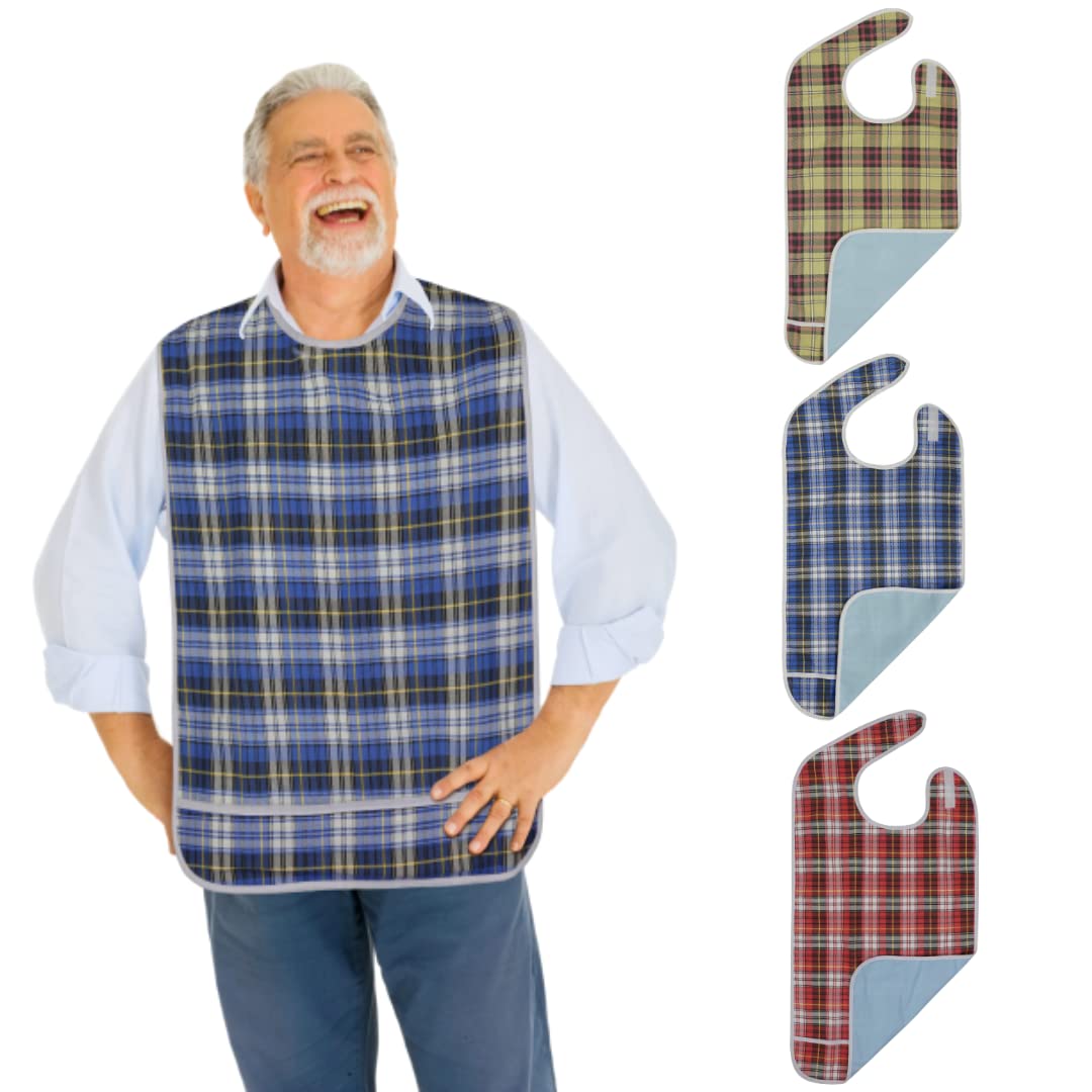 Photo 1 of **RED ONE ONLY**
Modaliv 3-Pack Adult Bibs – Waterproof, Reusable Eating Aprons with Crumb Catcher, Machine Washable Clothing Protectors for Seniors, Elderly & Special Needs