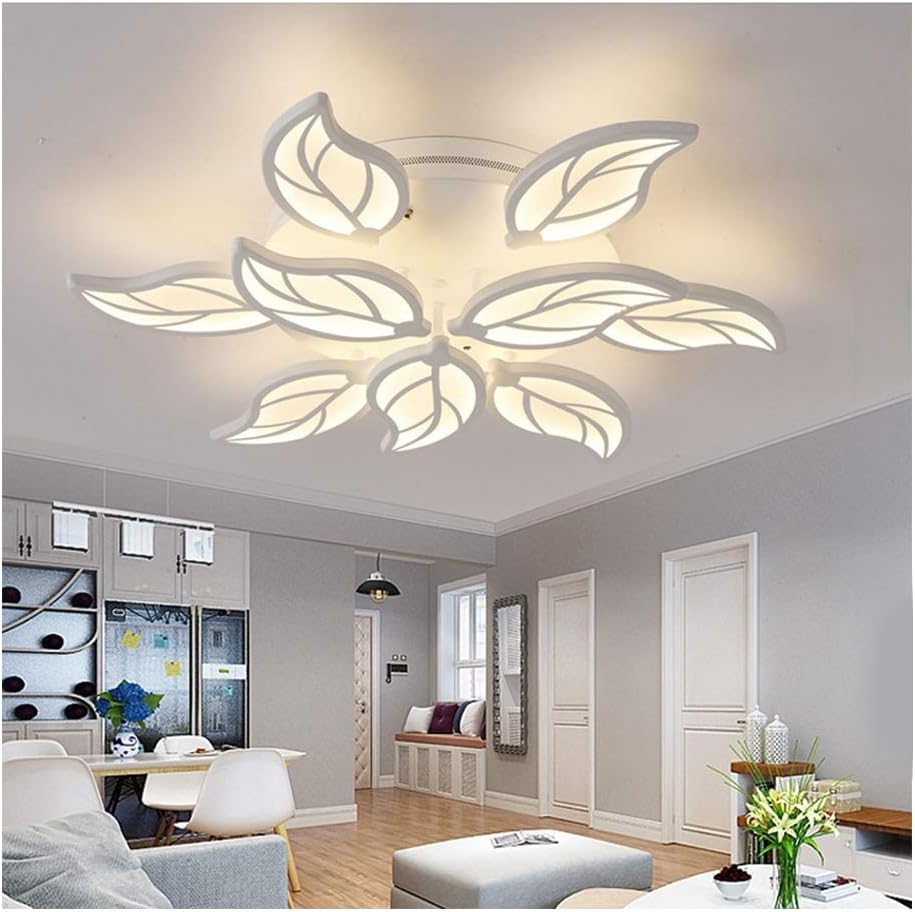Amazon Com Wyy Led Ceiling Light Living Room Lamp Bedroom Chandeliers Dining Room Modern Design Lights Creative Flush Mount Lamp Metal Acrylic Leaf Shape Interior Decorative Lighting Dimmable Home Kitchen