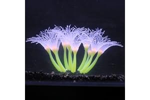 Bluecoco Soft Silica Gel Moves Naturally with Water Flow, Aquarium Decorations Glow in The Dark, Glowing Coral Ornaments for Fish Tank Decorations (Yellow, Sunflower)