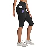 baleaf Womens Knee Length Capri Leggings with 3 Pockets Yoga Capri Pants High Waisted Summer Casual Wokrout
