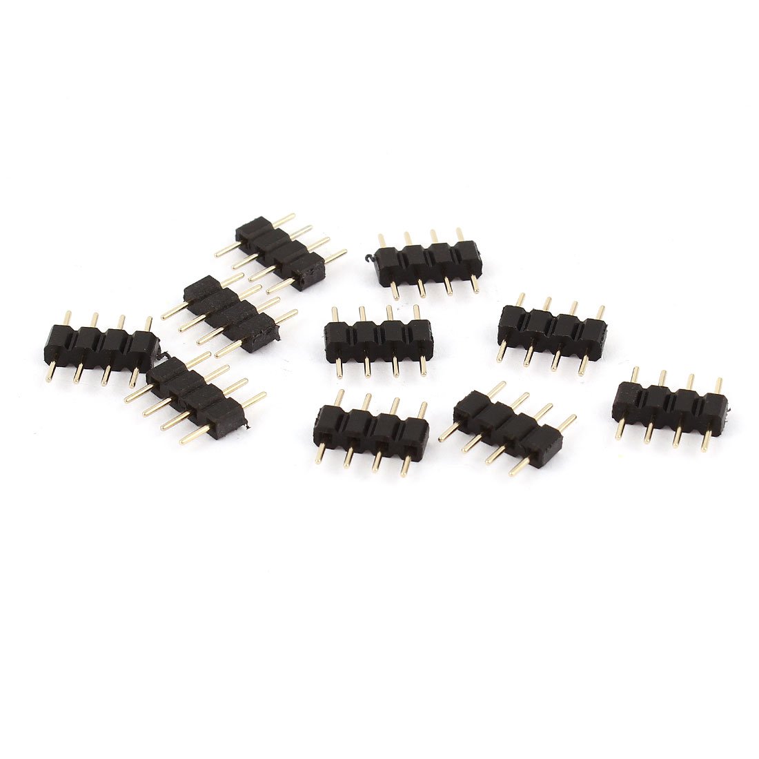 Sourcingmap 10Pcs 4-Pin 10mm Male to Male Connector Black for RGB LED Strip Lights