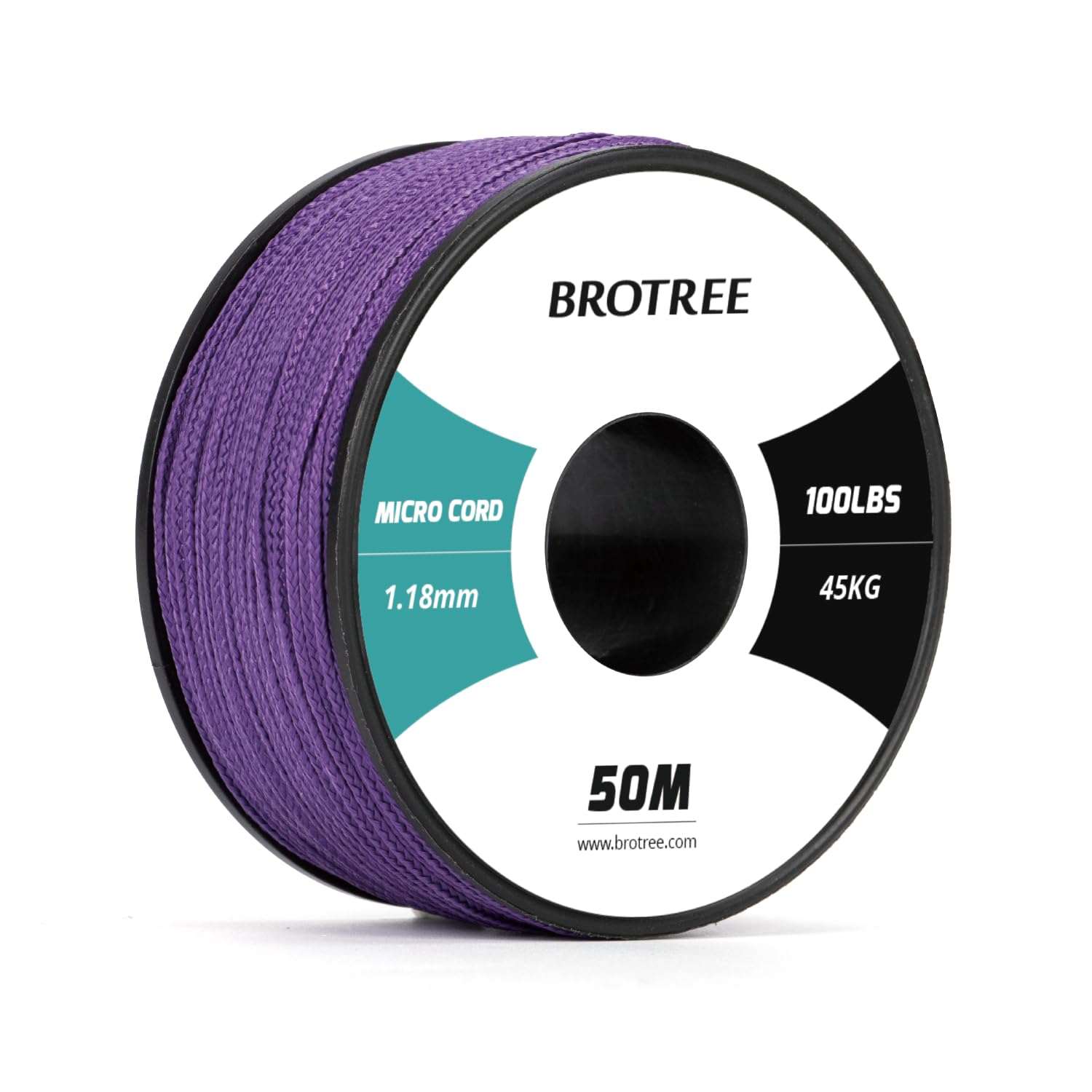 Brotree Micro Cord 1.18mm Paracord 50M Thin Braided Rope for Bracelet, Crafting and DIY - 45kg Breaking Load (Purple)