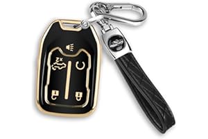 MILD EAST For GMC Key fob Cover with Keychain Fit for Chevy Silverado and GMC Sierra Terrain Acadia 1500 2500HD 3500HD 5 buttons TPU Key Fob Case Shell