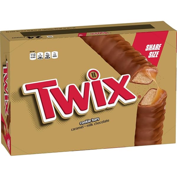 TWIX CARAMEL CHOCOLATE COOKIE CANDY BARS, BULK CANDY PACK, SHARE SIZE, 3.02 OZ BARS (PACK OF 24)