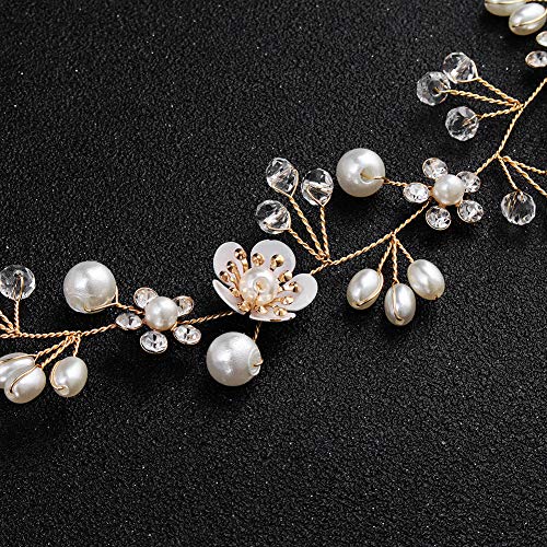 BCDshop_hairband clearance Party Headpieces Headwear Accessories Wedding Bridal Bridesmaid Crystal Pearl Ribbon Headband (White)
