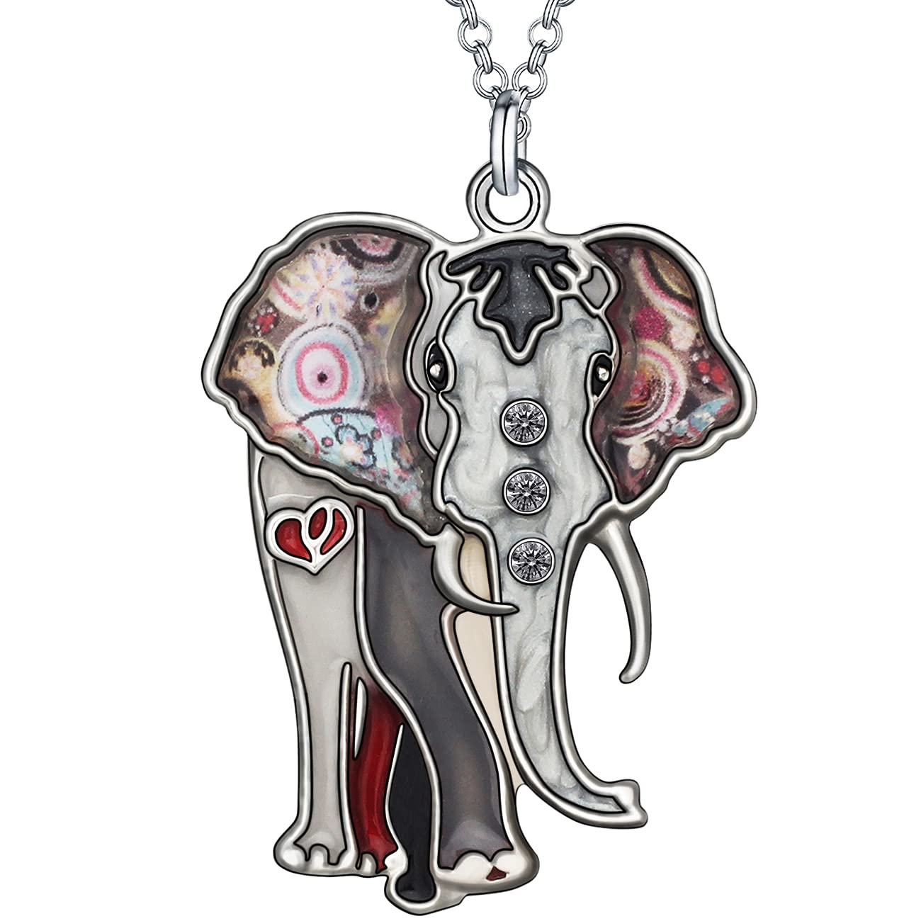 Enamel Alloy Rhinestone Cute Jungle Elephant Necklace Pendant Fashion Jewelry For Women Girls Animals Charm Gift (Black)