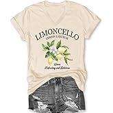 KIHEHA Women's Lemon Shirts Limoncello Letter Fruit Printed Graphic Tees Short Sleeve Casual V Neck T Shirts for Women