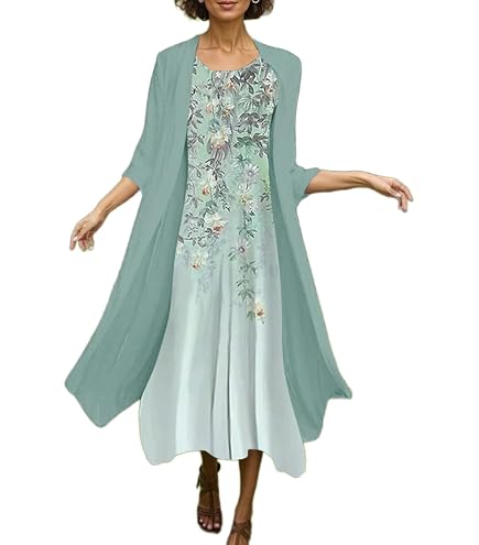 2 piece dress set older ladies LuxeNights Baby Blue Satin Pajama Women's Pyjamas PJs Sleepwear Elegant Camisole Robe Spaghetti Strap Bell Sleeve Regular,XL 2 Piece Dress Set -