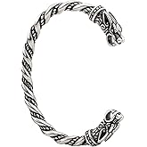 HAQUIL Stainless Steel Viking Twisted Cuff Bracelet, Viking Arm Ring for Men, Norse Jewelry Gift for Men