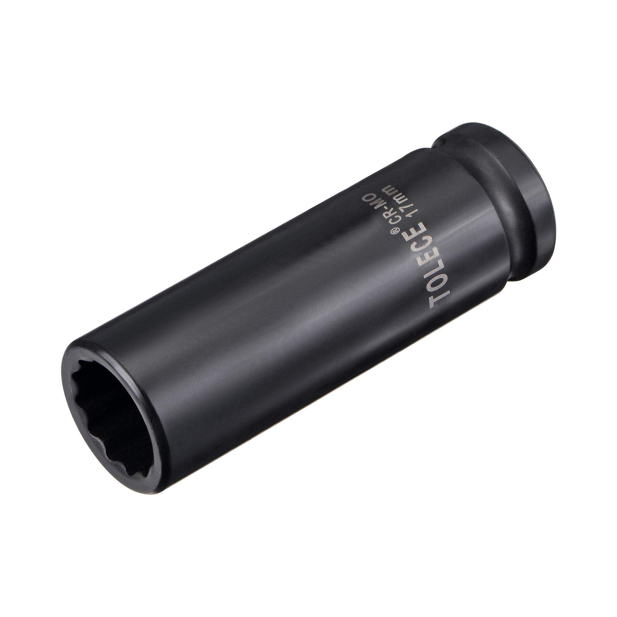 sourcing map 1/2-Inch Drive 17mm 12-Point Deep Impact Socket, CR-MO Steel 78mm Length, Metric Sizes