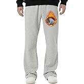 BRISIRA Mens Sweatpants Flare Fleece Baggy Pants Wide Leg Warm with Deep Pockets Elastic Drawstring Bell Bottom
