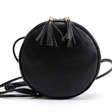 Mode Mini PU Leder Handtasche Schulter Cross-Body Bag Kleine Runde Paket Damen Crossbody Taschen Black