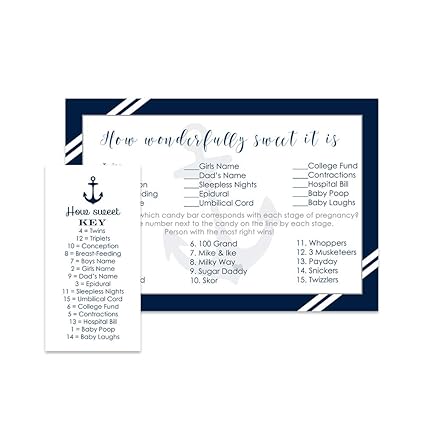 Amazon Com Nautical Baby Shower Candy Bar Game Set Of 25 Kitchen