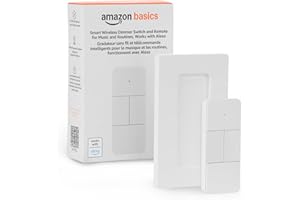 Amazon Basics Smart Dimmer Switch and Remote for Music and Routines, Compatible Echo Devices Required, Works with Alexa Only, No Wiring Required