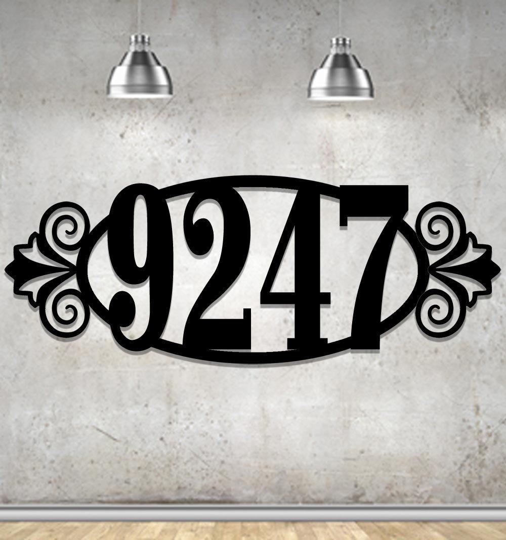 Oval Address Custom Metal Steel Address Sign 21" Wide x 8