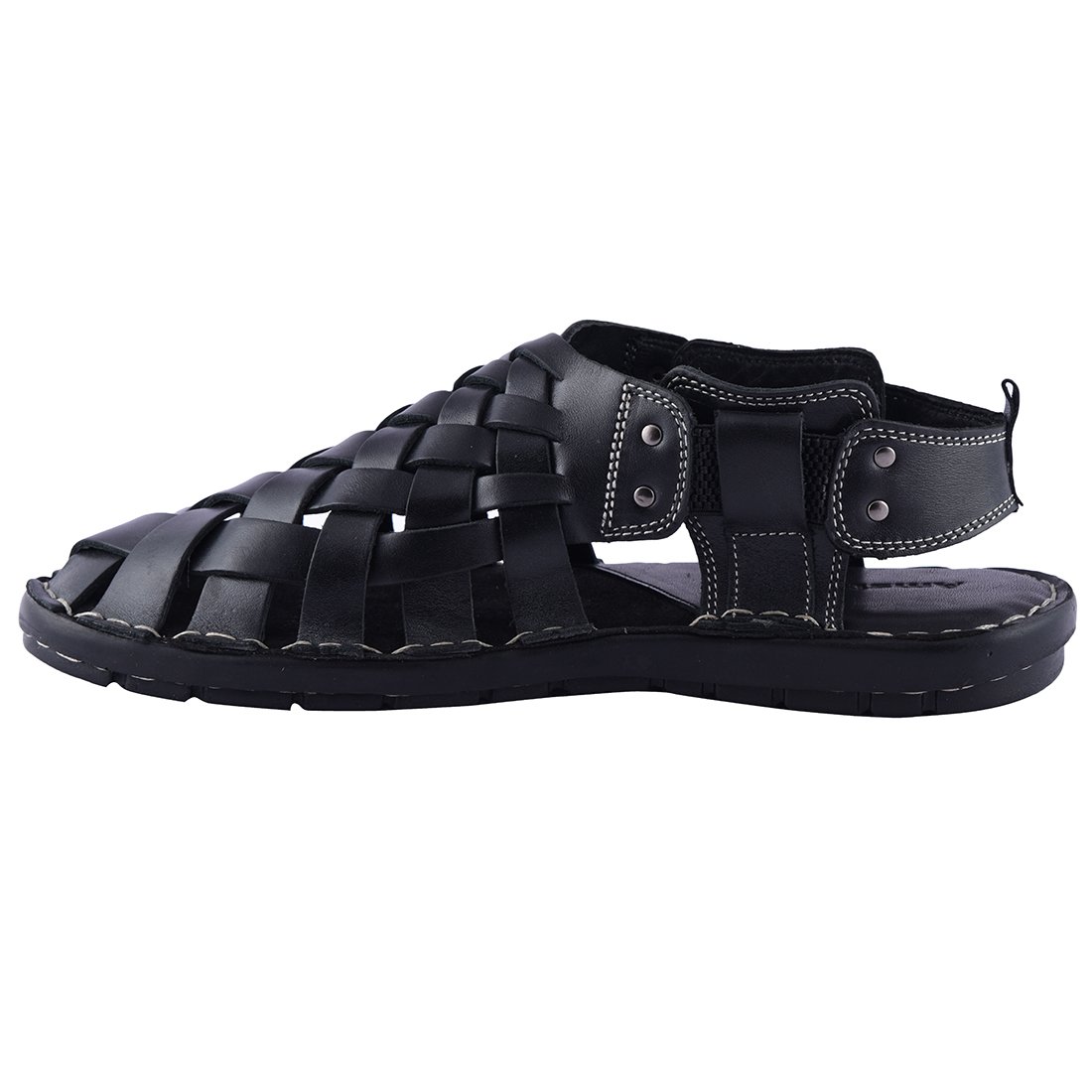 amster men's black genuine italian leather sandals
