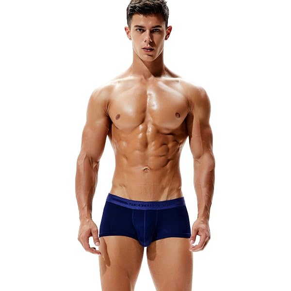 SEOBEAN Men's Low Rise Solid Boxer Briefs - 92% Cotton, 8% Spandex, Asian Sizing (Model Wears Size L: 182cm, 75kg)