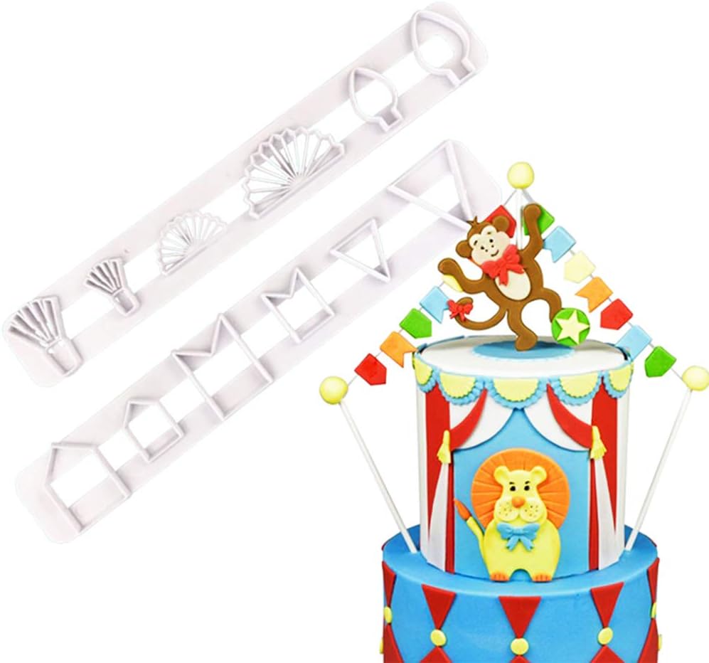 Mulukaya Set of 2 Circus Carnival Themed Lace Cookie Cutters Fondant Cake Decoration Tools for Baby Party Supplies