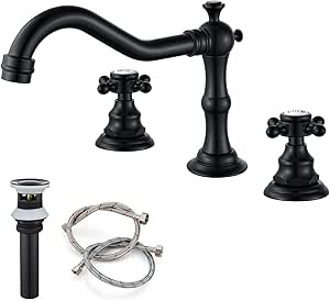 Matte Black Bathroom Sink Widespread Faucet Mixing Tap Deck Mount ...