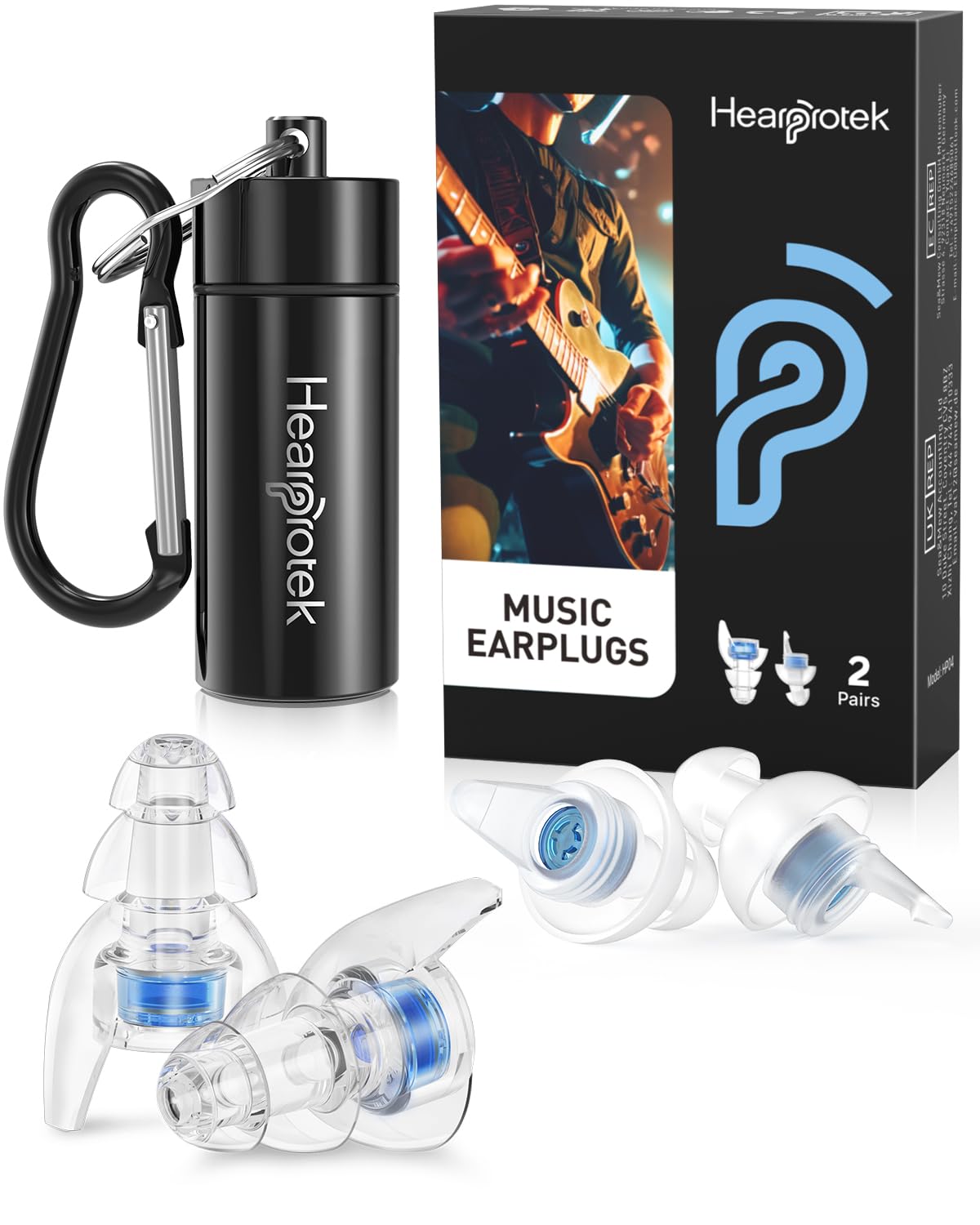 Hearprotek High Fidelity Concert Ear Plugs, 20dB Noise Reduction Music Ear Plugs for Concerts & Festivals, Reusable Hearing Protection for Musicians, DJs, Live Music, Nightclubs & Loud Events
