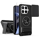 WRTBS Phone Case for Xiaomi 17T Pro 5G Case with Glass Screen Protector, Built Slide Camera Protection Cover,Military Heavy Duty Full Body Protective Phone Case - Black