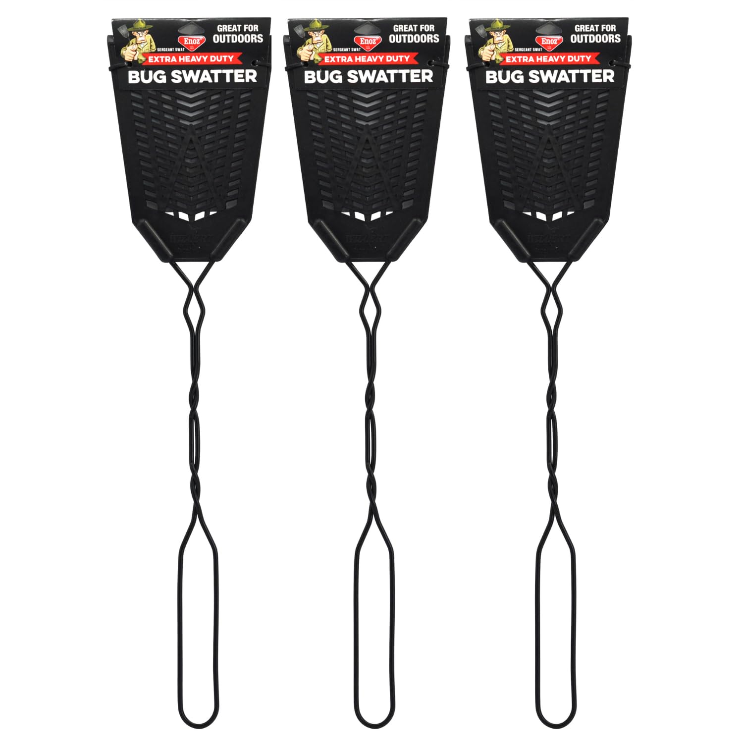 Photo 1 of Enoz Sergeant Swat Bug Swatter - 3 Pack - Heavy Ultra Duty Manufactured Flyswatter - Environmentally Conscious, Effective, and Inexpensive Method to Control Flying Insects