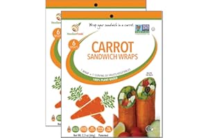 NEWGEM Carrot Sandwich Wraps (Two-Pack) – Vegan, Gluten-Free, Low-Carb Wraps Made from Fresh Carrots – Non-GMO, Plant-Based, Paleo-Friendly Tortilla Substitute for Sandwiches & Rolls