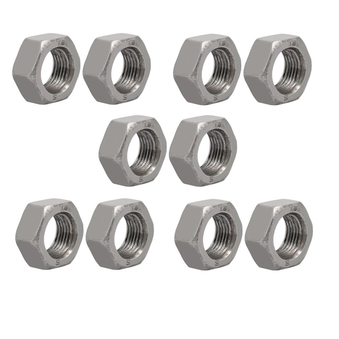 sourcingmap 10pcs M16 x 1.5mm Pitch Metric Fine Thread Carbon Steel Left Hand Hex Nuts