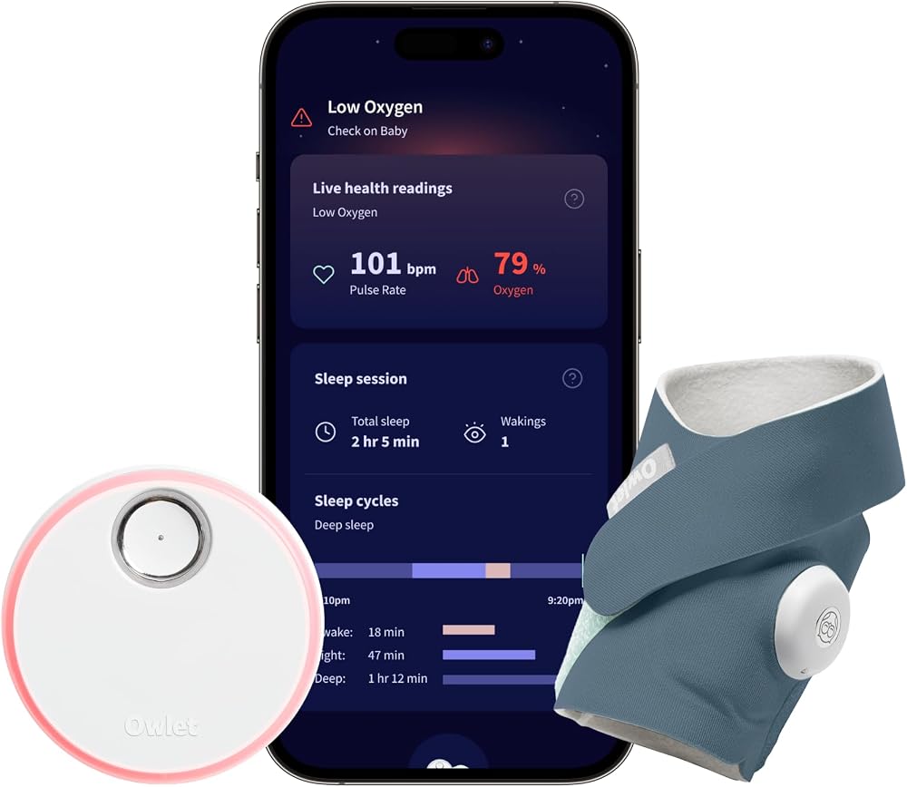 Owlet Dream Sock Smart Baby Monitor, Better Sleep for Baby & You | FDA-Cleared Monitor, Tracks Pulse Rate & Oxygen With Real-