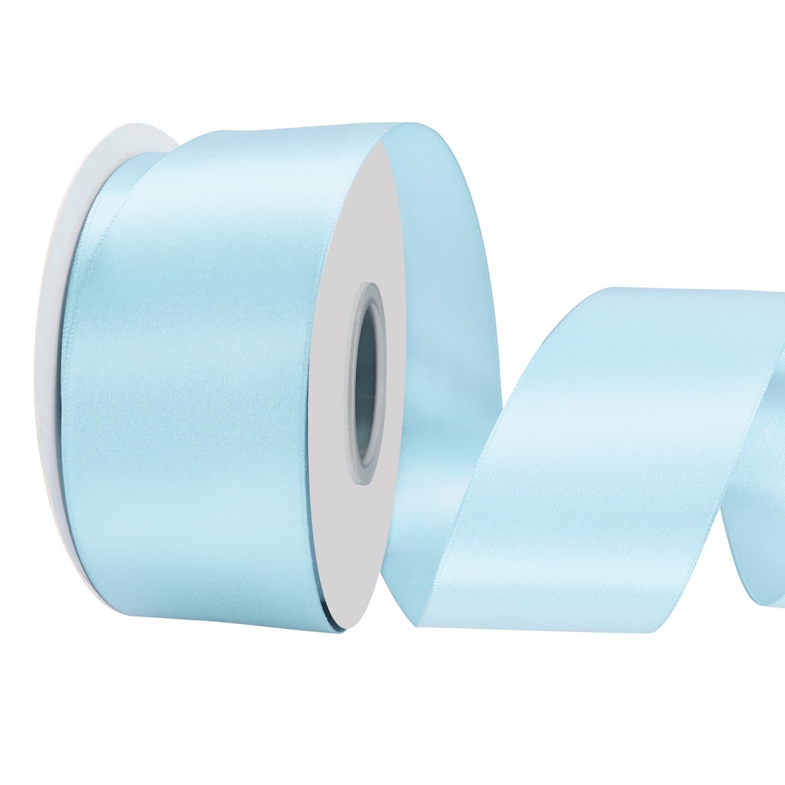 LoomJoyz Double Sided 50mm Light Blue Satin Ribbon 45 Meters Satin Ribbon Ideal for Gift Wrapping Flower Bouquet Crafts Weddings Floral Arrangements & Bows