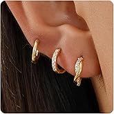 JFUKP Multi-Pair 14K Gold-Plated Earrings for Women Trendy Earring Set Hypoallergenic Earrings 14K Gold-Plated Hoops Non Tarnish Waterproof Drop Trendy Jewelry