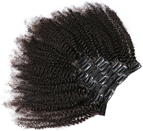KeLang Hair African American Afro Kinky Curly Clip In Human Hair Extensions Brazilian Virgin Hair Natural Color 4B 4C Afro Kinky Curly Clip Ins 20inch 7pcs/lot,120gram/set