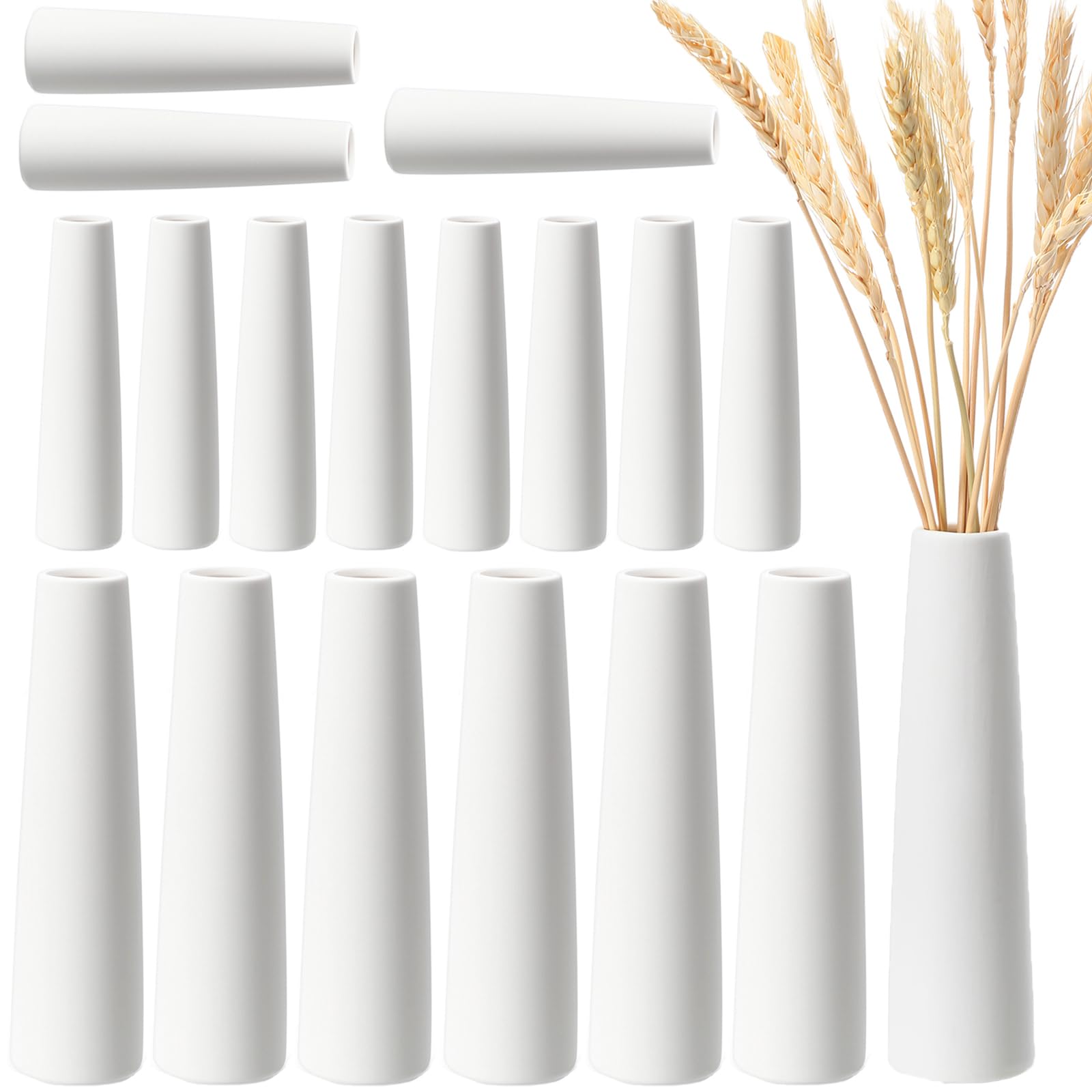 Photo 1 of Ninehaoou 18 Pieces White Ceramic Vases for Home Decor 7.09 inch Tall Vases for Centerpieces Modern Floral for Wedding Party Event Home Office Decoration (Modern)