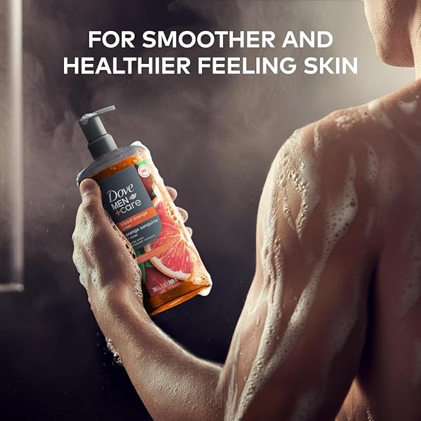 DOVE MEN + CARE BODY WASH BLOOD ORANGE TO REBUILD SKIN IN THE SHOWER WITH PLANT-BASED CLEANSERS AND MOISTURIZERS 26 FL OZ