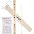 Eastar Soprano Recorder Instrument for Kids Beginner, Baroque Fingering C Key Recorder Instrument 3 Piece with Cleaning Kit, Thumb Rest, Cotton Bag, Fingering Chart, ERS-21BN, Natural, School-Approved