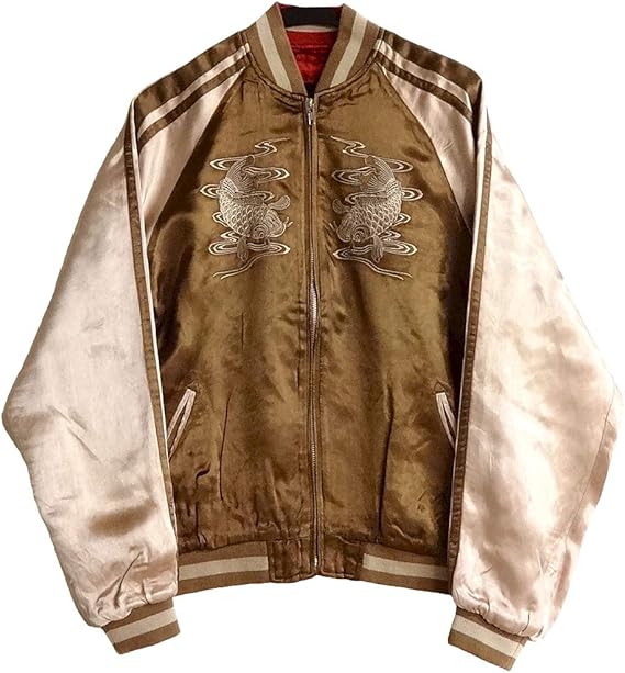 Amazon 鯉水面 スカジャン Mサイズ Br ブラウン コート ジャケット 通販