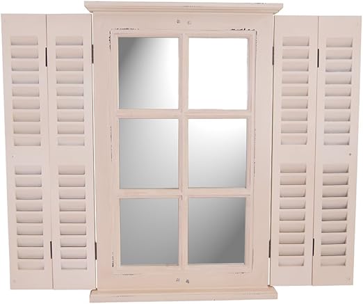 Vintage Line Spiegel Karlum Cremeweiss Wandspiegel Fensterladen Landhausstil Holz Lamellen Amazon De Kuche Haushalt
