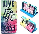 iphone 5C Case, Live the Life you Love Flip Wallet Credit ID Card Slot Holder Phone Case With Stand --Retail Package W Screen Protector --Pink