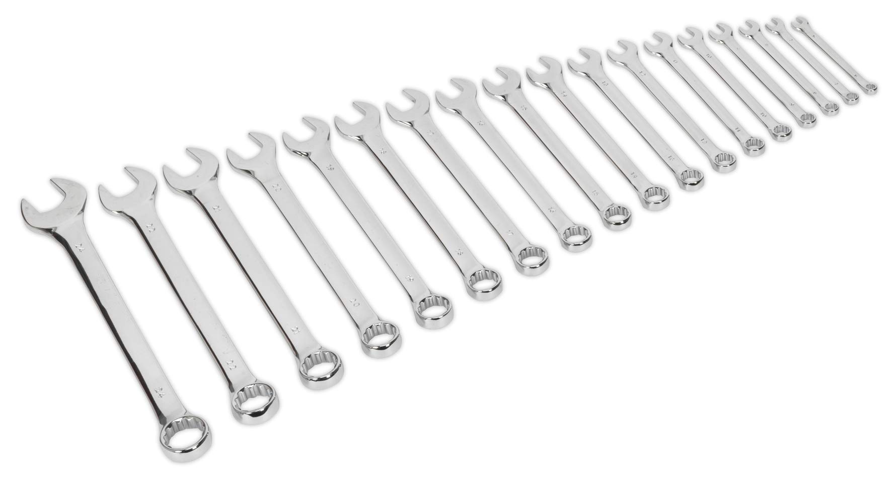Sealey S01052 Combination Spanner Set, 360mm x 343mm x 73mm, 18 Pieces