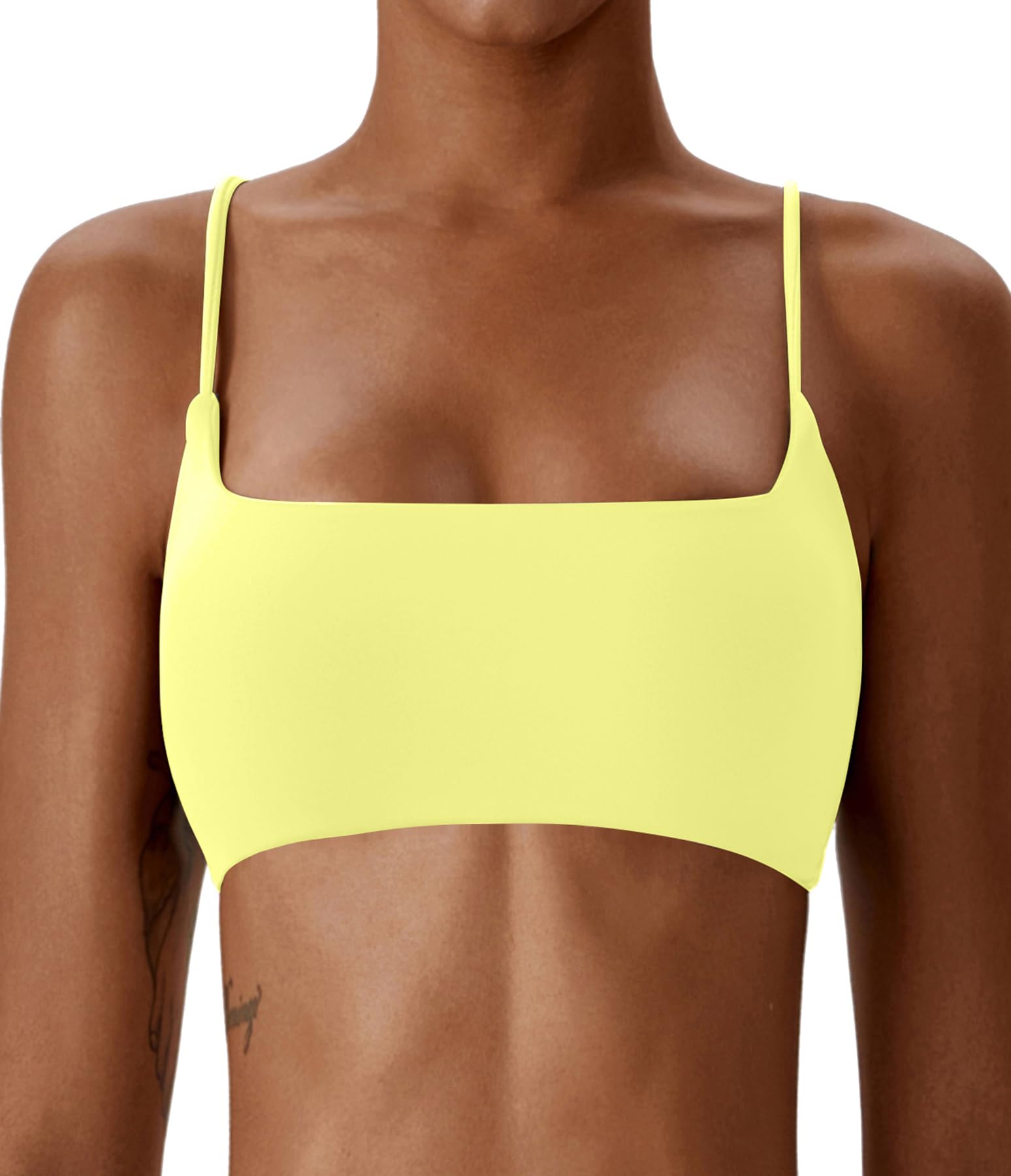 Photo 1 of **MINOR DAMAGE**
Comper Women's Sports Bras Wirefree Racerback Workout Bras Sexy Thin Straps Yoga Sport Bras with Removable Pads(Yellow-M)