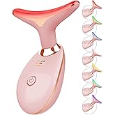 ELISHINE 7 Color Face and Neck Massager Light Therapy, Red Light Based Facial Massager for Skin Care, Firming, Smoothing (Rose Golden)